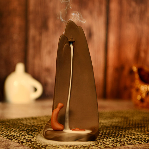 Landscape figure holder + Incense backflow cone (fragrance free/color Mixed) 10pcs/set